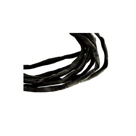Cordon de soie Habotai 3mm BLACK x1m  - 1