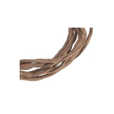 Cordon de soie Habotai 3mm BROWN x1m  - 1