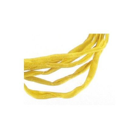 Cordon de soie Habotai 3mm YELLOW x1m  - 1