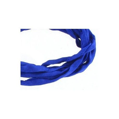 Cordon de soie Habotai 3mm BLUE x1m  - 1