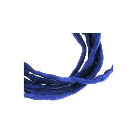 Cordon de soie Habotai 3mm DARK BLUE x1m  - 1