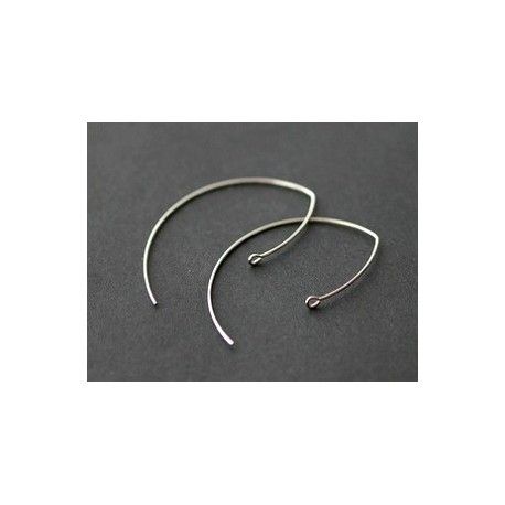 Crochet BO hameçon 40x22mm ARGENTÉ x2  - 1