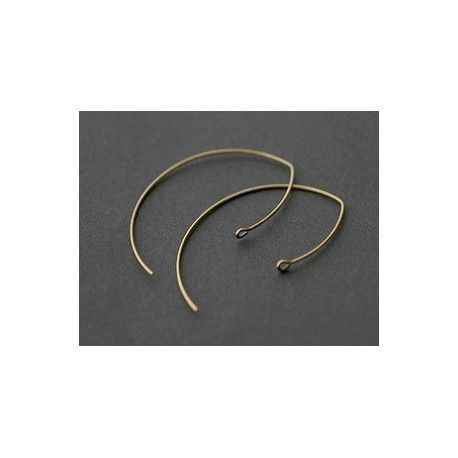 Crochet BO hameçon 40x22mm LAITON VIEILLI x2  - 1
