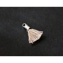 Little pompon of thread with end cap silver color 12/15mm FICELLE x2