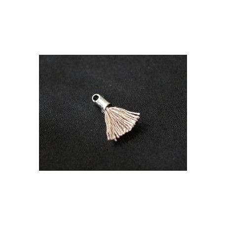 Mini pompon avec cloche argenté 12/15mm FICELLE x2  - 1