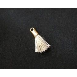Little pompon of thread with end cap gold color 12/15mm Ã‰CRU x2
