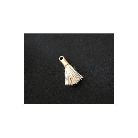 Mini pompon avec cloche doré 12/15mm ÉCRU x2  - 1