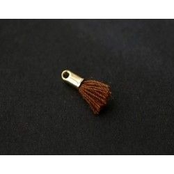 Little pompon of thread with end cap gold color 12/15mm MARRON x2
