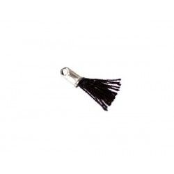 Little pompon of thread with end cap silver color 12/15mm BLACK x2