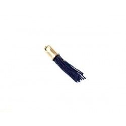 Little pompon of thread with end cap gold color 12/15mm NAVY BLUE x2