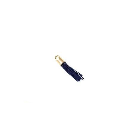 Mini pompon avec cloche doré 12/15mm NAVY BLUE x2  - 1