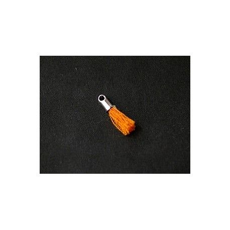 Mini pompon avec cloche argenté 12/15mm ORANGE x2  - 1
