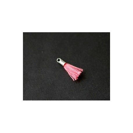Mini pompon avec cloche argenté 12/15mm LIGHT ROSE x2  - 1
