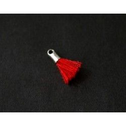 Little pompon of thread with end cap silver color 12/15mm RED x2