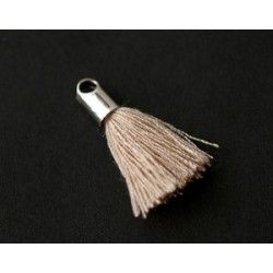 Pompon of thread with end cap silver color 15/18mm FICELLE x2