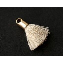 Pompon of thread with end cap gold color 15/18mm Ã‰CRU x2