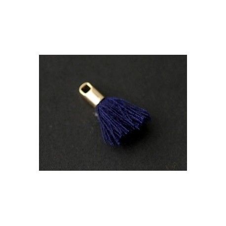 Pompon avec cloche doré 15/18mm NAVY BLUE x2  - 1