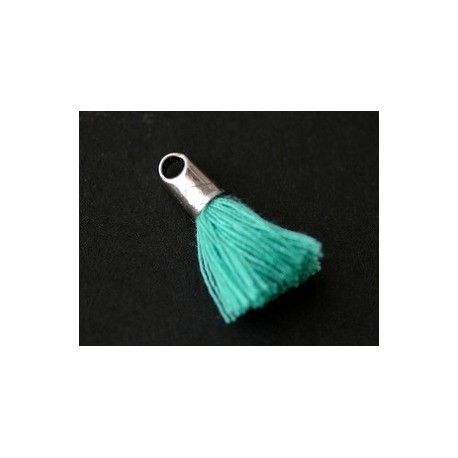 Pompon avec cloche argenté 15/18mm LIGHT EMERALD x2  - 1