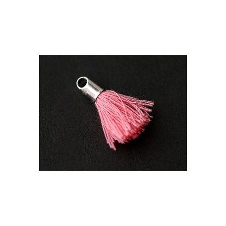 Pompon avec cloche argenté 15/18mm LIGHT ROSE x2  - 1