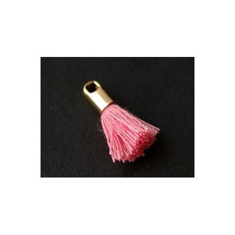 Pompon avec cloche doré 15/18mm LIGHT ROSE x2  - 1