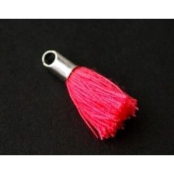 Pompon of thread with end cap silver color 15/18mm ROSE FLUO x2