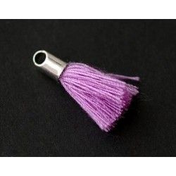 Pompon of thread with end cap silver color 15/18mm PURPEL x2