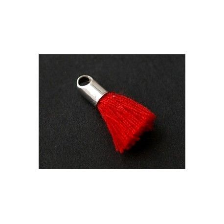 Pompon avec cloche argenté 15/18mm ROUGE x2  - 1