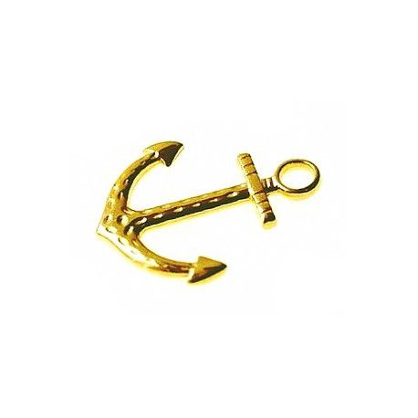 Pendentif ancre marine martelé 29x23.5mm DORÉ  - 1