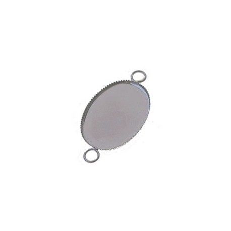Support pour cabochon 2 anneaux 36x18mm ARGENTÉ  - 1