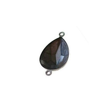 Support à coller 2 anneaux pour goutte 18x13mm ARGENTÉ VIEILLI  - 1