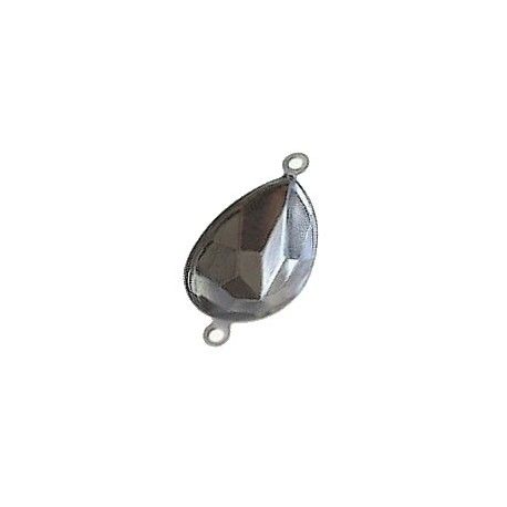 Support à coller 2 anneaux pour goutte 18x13mm ARGENTÉ  - 1
