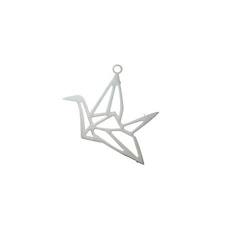 Laser cut oiseau origami 23x21mm ARGENTÉ  - 1