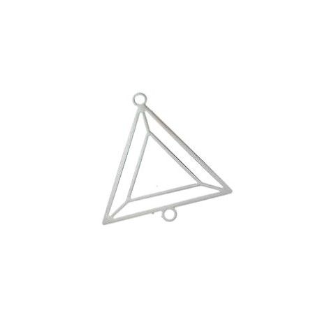Laser cut triangle 2 anneaux 26x25mm ARGENTÉ  - 1