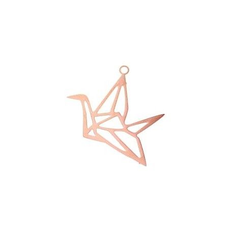 Laser cut oiseau origami 23x21mm ROSE GOLD  - 1