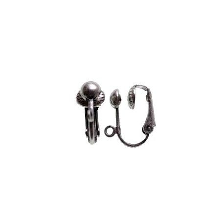 Clip demi-boule 5mm ARGENTÉ VIEILLI x2  - 1