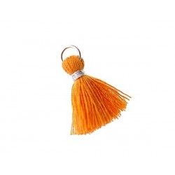Pompon of threads with loop 20/22mm silver thread LIGHT ORANGE x1