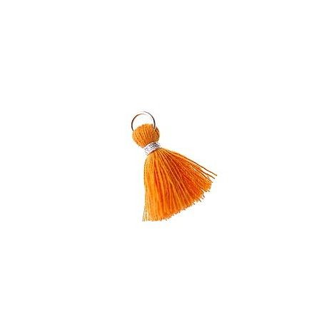 Pompon de fils avec anneau 20/22mm fil argenté LIGHT ORANGE x1  - 1
