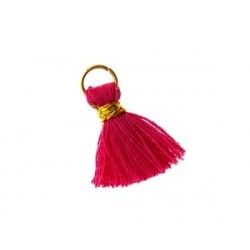 Pompon of threads with loop 20/22mm gold thread FUSHIA x1