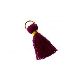 Pompon of threads with loop 20/22mm gold thread PURPLE x1