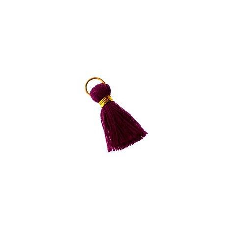 Pompon de fils avec anneau 20/22mm fil doré PURPLE x1  - 1