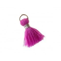 Pompon of threads with loop 20/22mm silver thread VIOLET x1