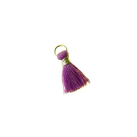 Pompon de fils avec anneau 20/22mm fil argenté TANZANITE x1  - 1