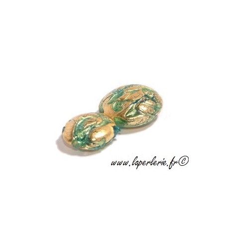 Rondes aplaties feuille d'or diam.22mm EMERAUDE  - 1
