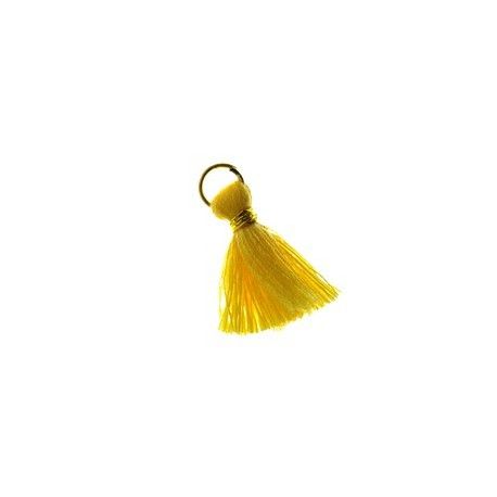 Pompon de fils avec anneau 20/22mm fil doré JAUNE x1  - 1