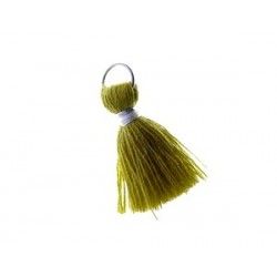 Pompon of threads with loop 20/22mm silver thread LIGHT OLIVINE x1