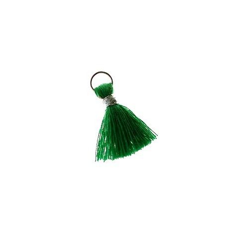 Pompon de fils avec anneau 20/22mm fil argenté GREEN x1  - 1