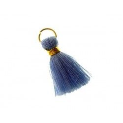 Pompon of threads with loop 20/22mm gold thread LIGHT BLUE x1