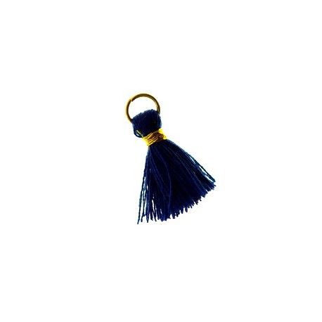 Pompon de fils avec anneau 20/22mm fil doré NAVY BLUE x1  - 1