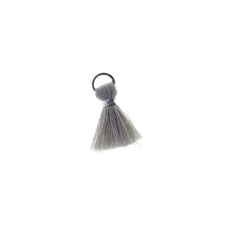 Pompon de fils avec anneau 20/22mm fil argenté GRIS PERLE x1  - 1