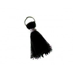 Pompon of threads with loop 20/22mm silver thread BLACK x1